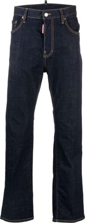 Dsquared2 logo-patch slim-leg jeans - men - Spandex/Elastane/Polyester/Cotton/Cotton/Calf Leather - 54 - Blue