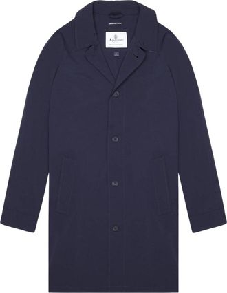 Aquascutum Mens Active Stretch Caban Trench Coat Navy Blue Jacket - Size X-Large