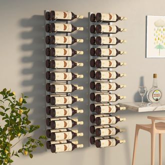 vidaXL Vidaxl - Botellero De Pared Para 24 Botellas 2 Unidades Hierro Blanco