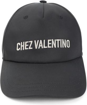 Valentino Garavani Black Logo Baseball Hat