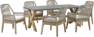 Beliani Conjunto de comedor 6 personas de cemento reforzado con fibra gris