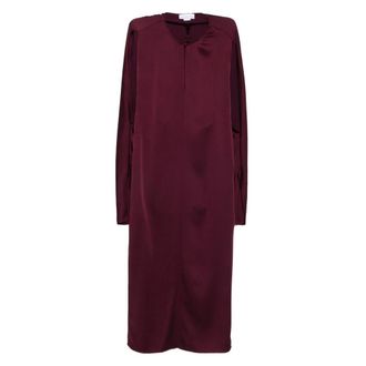 Stella McCartney Kleedjes, Dames, Rood, XS, Satijn, Cape-Sleeve Cut-Out Satijnen Midi Jurk