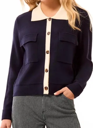 Tribal Womens Buttoned Sweater In Sapphire