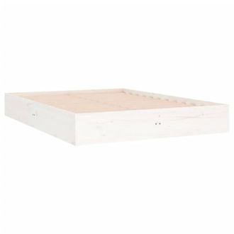Berkfield Home Beautiful Bed Frame White Solid Wood 140x190 cm