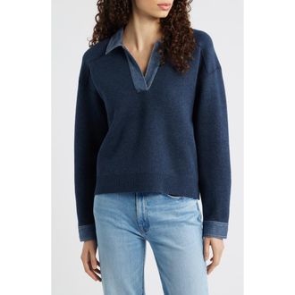 Rag & Bone Marie Denim Polo Sweater at Nordstrom, Size Xx-Small