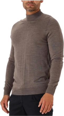 Profuomo Truien & Vesten, Heren, Bruin, L, Wol, Pullover Mock Neck Merino