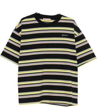 Marni Gestreemd T-shirt met logoprint van katoen - Heren - T-shirts - Veelkleurig - M - Katoen - Tops