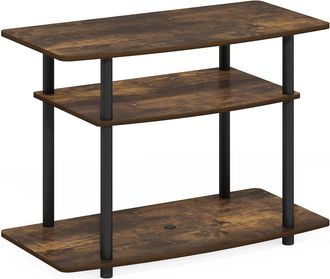 Furinno Turn-N-Tube No Tools 3-Tier TV Stands, Amber Pine/Black