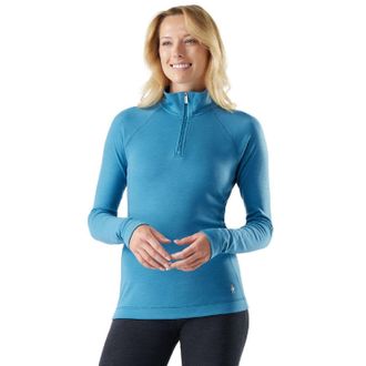 Smartwool Womens Classic Thermal Merino Quarter-Zip Base Layer Top Blue XS