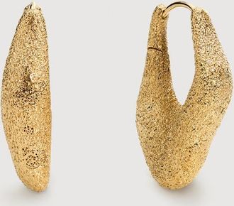 Monica Vinader Gold Antica Textured Medium Hoop Earrings