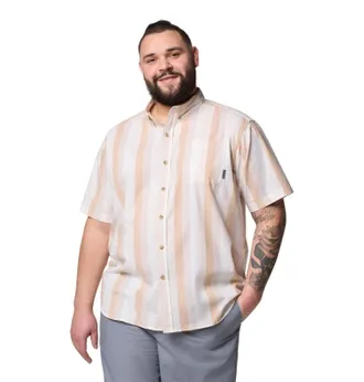 Columbia Rapid Rivers II Shirt Mens Beige Striped Cotton Button-Down JAX1785