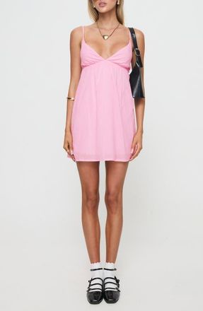 Princess Polly Koko Swiss Dot Cotton Babydoll Minidress in Pink at Nordstrom, Size 12