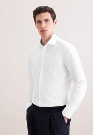 Seidensticker Businesshemd SEIDENSTICKER Schwarze Rose, Herren, Gr. XXL (45), normale &Auml;rmell&auml;ngen, weiss (wei&szlig;), 100% Baumwolle, unifarben, slim fit, 2-Knopf-Mansch