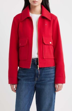 Tommy Hilfiger Crop Work Jacket in Red at Nordstrom, Size X-Large