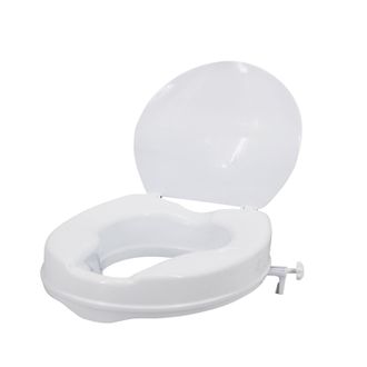 OEM Elevador De Asiento De Inodoro, 5 Cm, Con Tapa, Abrazaderas, Blanco, Para Inodoros Alargados