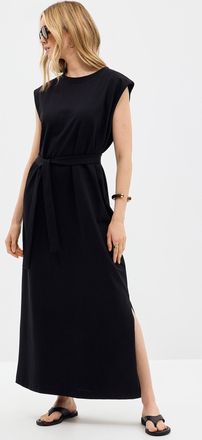 Selected Womens Shoulder-pad jersey maxi dress