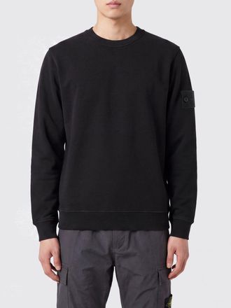 Stone Island Felpa girocollo in jersey di cotone con patch logo Compass