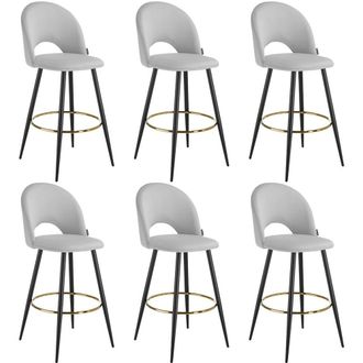 TecTake Bar Stool Rachel Light Grey/Black Set Of 6
