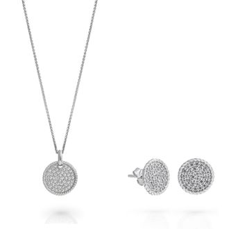 Orphelia Bella Dames 925 Sterling Zilver Set: Ketting + Oorbellen - Zilver SET-7565