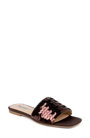 Badgley Mischka Wini Slide Sandal in Brown Satin at Nordstrom, Size 6.5
