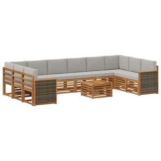 vidaXL Conjunto De Sof&aacute;s De Exterior 8 Pcs Natural Y Gris Claro Vidaxl