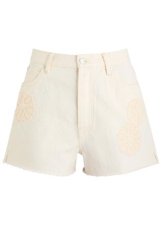 Frame Denim The Dare Crotchet Denim Shorts - White - 29 (W29 / UK12 / M)