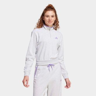 adidas Sweatshirt ADIDAS SPORTSWEAR W CB 14ZIP, Damen, Gr. XXL, grau (light grau heather), Obermaterial: 55% Baumwolle, 36% Polyester, 9% Viskose, Sweatshirt