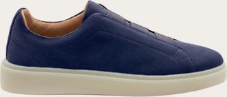 Fabiano Ricci Mens Velour Abisso Suede Slip-On Sneakers In Navy Blue