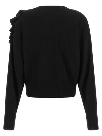 Nude Ruffled Sweater - Black