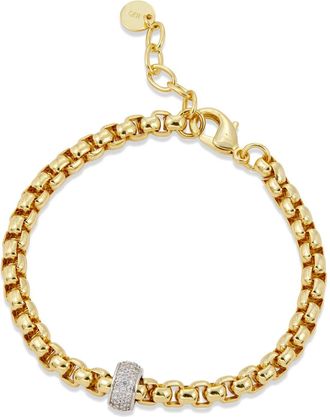 Savvy Cie Jewels 18K GOLD PLATED ROUNDE FRANCO WITH PAVE RHONDELLE BRACELET