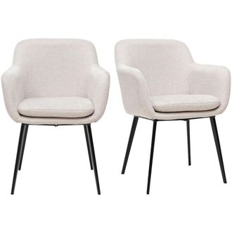 Miliboo Sillas De Tela Efecto Terciopelo Texturizado Beige Y Metal Negro (lote De 2) Amika