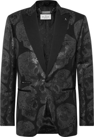 Philipp Plein Jacquard Lord Fit Blazer All Over Skull - Heren - Blazers - Zwart - 2XL - Polyester - Jassen