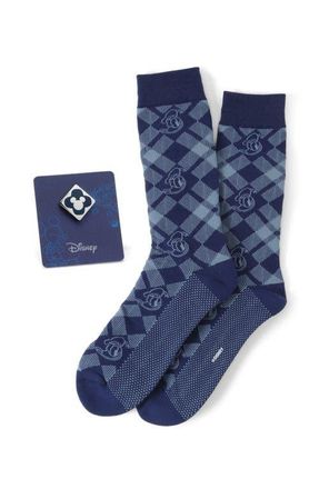 Cufflinks Inc. Donald Duck Plaid Crew Socks & Lapel Pin Set in Blue Multi at Nordstrom