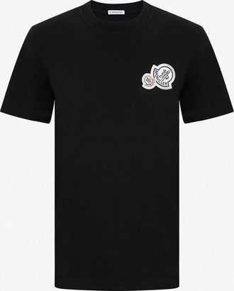Moncler Kurzarm-Jersey-T-Shirt mit doppeltem Logopatch