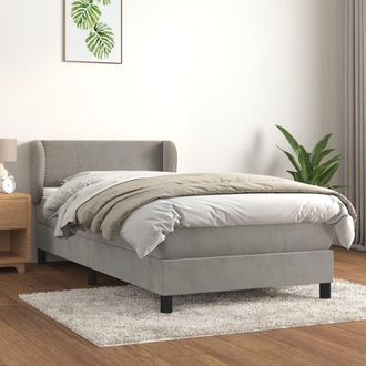 vidaXL Vidaxl - Cama Box Spring Con Colch&oacute;n Terciopelo Gris Claro 100x200 Cm