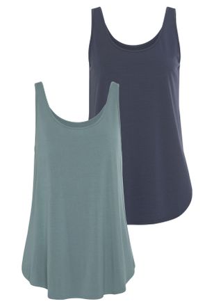 Lascana Longtop LASCANA mit gerundetem Saum, Damen, Gr. 32/34, bunt (mint, navy), Single Jersey, Obermaterial: 95% Viskose (LENZING ECOVERO), 5% Elasthan, uni