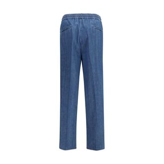 Brunello Cucinelli Mens Blue Cotton Casual Pants