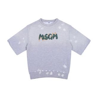 Msgm Logo Print T-Shirt - male - MSGM - Kids Sweatshirts - Gray - 10 Y - Kids