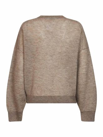 Brunello Cucinelli Womens Sweater Double-Knit Net Beige Mohair