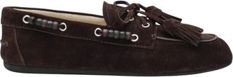 Miu Miu Suede Deck Moccasin - Dames - Schoenen - Bruin - Maat: 37 EU Su&egrave;de