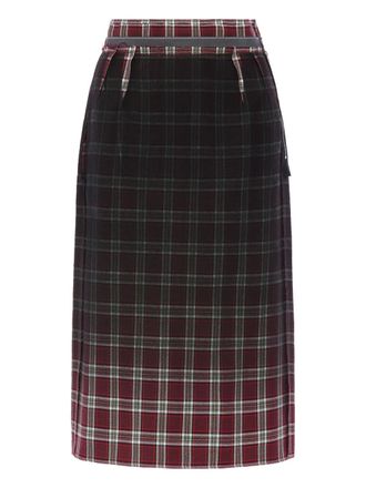 Maison Margiela tartan midi skirt - women - Viscose/Virgin Wool - 40 - Red