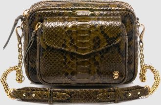 CLARIS VIROT Sac Charly Python Kaki Foncé