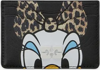 Ganni Black Bou Card Holder with Daisy Duck