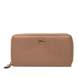 Gucci Pink Beige Leather Long Wallet (Bi-Fold) (Pre-Owned)