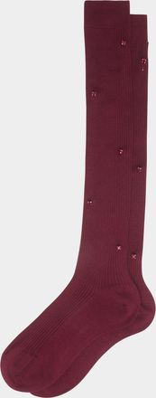 Maria La Rosa Womens Rhinestone-Embellished Cashmere and Silk Socks One Size