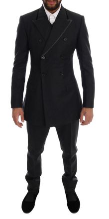 Dolce & Gabbana Gray Wool Double Breasted 3 Piece Mens Suit