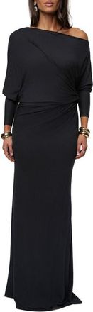JLUXLABEL Eternal Obession One-Shoulder Long Sleeve Maxi Dress in Black at Nordstrom, Size X-Small