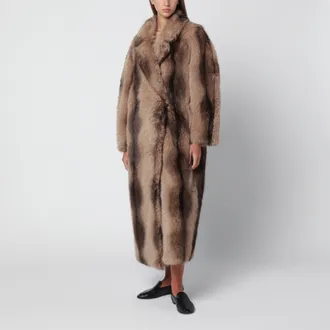 Sword 6.6.44 Cappotto lungo in ecopelliccia marrone sfumato