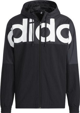 adidas Large Logo Contrast Color Stitching Athleisure Casual Sports Hooded Jacket Black HD4700