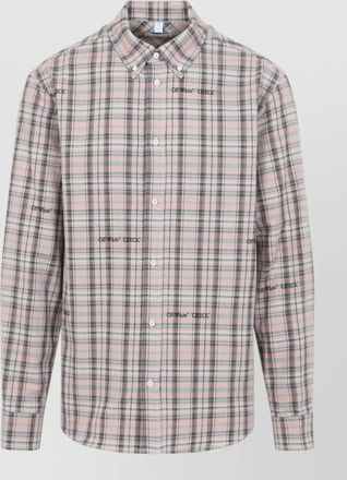 Off-white flannel shirt rounded hemline check cotton